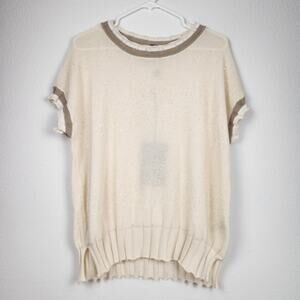 Lorena Antoniazzi Sweater Cream Short Sleeve Sequin Size 42 Italian US Small NWT